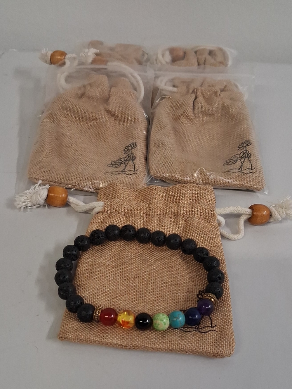 NWT (5) Lava Rock Chakra Bracelet 7 Chakra 8mm Natural Stone Healing Bracelet